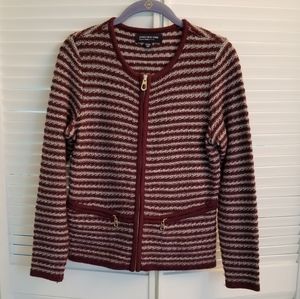 Jones NY Maroon and Gray stripes Top